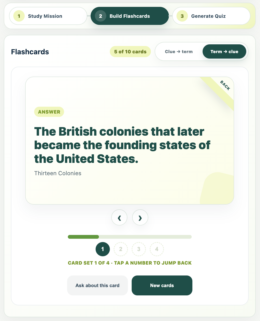 KiddieGPT flashcards generated from a Study Mission